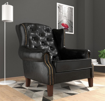 Ohrensessel Stoel TV-ontwerp gestoffeerde bank bank Chesterfield leer
