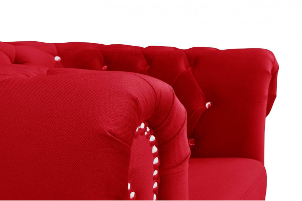 Fauteuil Design Bekleding Modern Textiel Rood TV 1-Zits Chesterfield Nieuw
