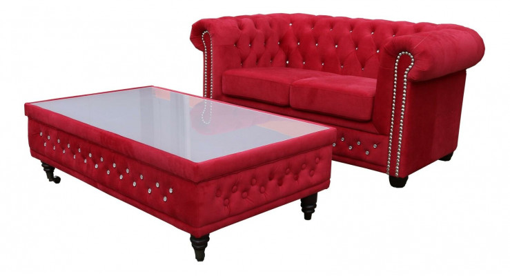 Chesterfield Design Salontafel Glazen Tafel Bank Bijzettafels