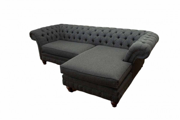 Chesterfield hoekbank L-vorm stof design bank zitten bank textiel hoek nieuw