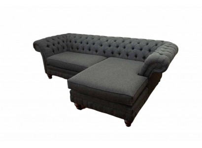 Chesterfield hoekbank L-vorm stof design bank zitten bank textiel hoek nieuw