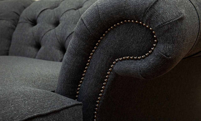 Chesterfield hoekbank L-vorm stof design bank zitten bank textiel hoek nieuw