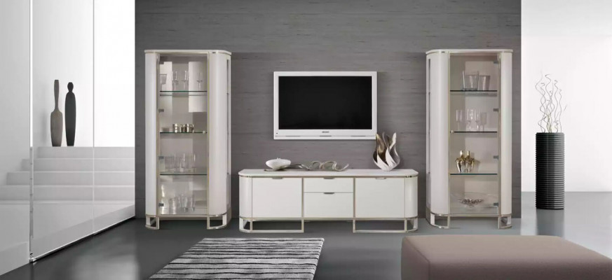 Wandmeubel set 3-delig. Woonkamer 2x vitrine TV-standaard Klassiek loungeset