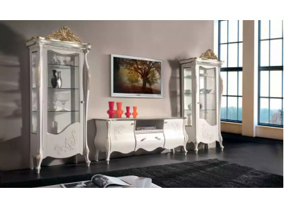 Klassieke wand woonkamer 2x vitrine dressoir RTV rek 3-delig.