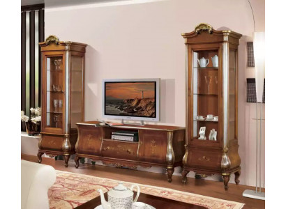 Klassieke woonkamerwand RTV 2x vitrines massief houten meubels TV-rek nieuw