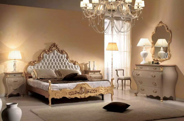 Compleet slaapkamer set Bed Nachtkastjes Commode Spiegel Set 5 delen