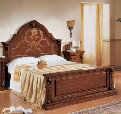 Klassieke bruine slaapkamer set bed 2x nachtkastjes dressoir set 5-delig