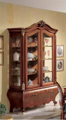 Grote eetkamerset, luxe meubels, eettafel, 4 stoelen, dressoir, spiegel, 8-delig.