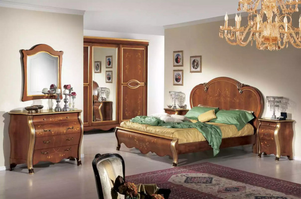 Volledige slaapkamer set Bed 2x nachtkastjes Kledingkast Commode