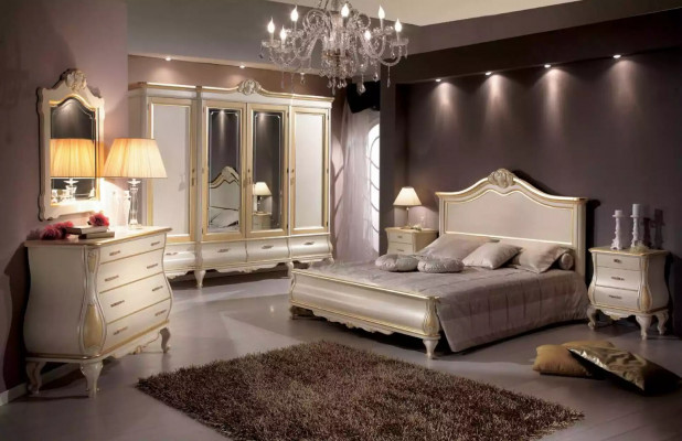 Slaapkamer set Bed 2x Nachtkastjes Kast Garderobekast Commode Spiegel