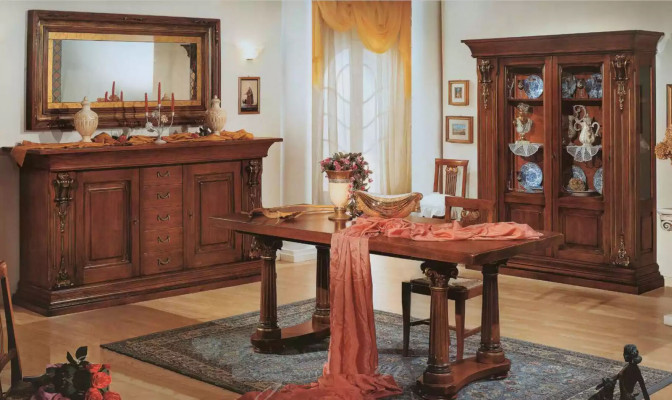 Eetkamerset Eettafel Dressoir Vitrine Spiegel Luxe Klassieke Meubels