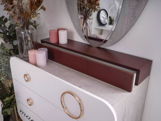 Witte houten ladekast 3 laden Designer spiegel kinderkamer set 2-delig