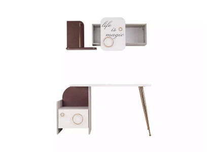 Set bureau accessoires houten tafel boekenplank wit kinderkamer