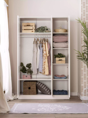 Houten kast Luxe kledingkast Kast Meubels Hout Wit 3 deuren Ontwerp