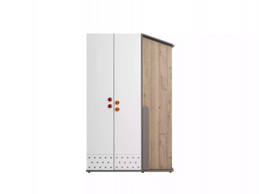 Moderne houten kledingkast met 3 deuren, wit design.
