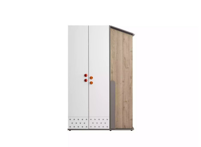 Moderne houten kledingkast met 3 deuren, wit design.