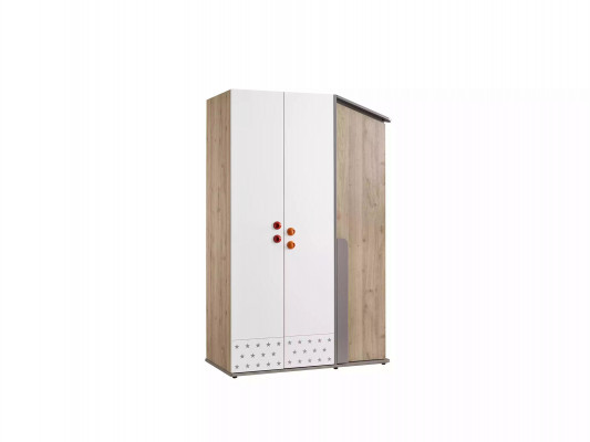 Moderne houten kledingkast met 3 deuren, wit design.