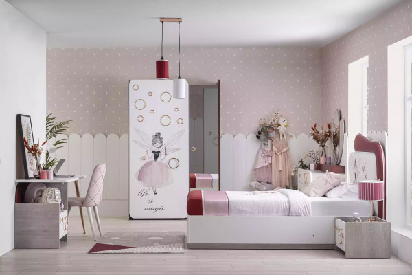 Witte kinderkamer kast Meisjes kledingkast Luxe houten kasten