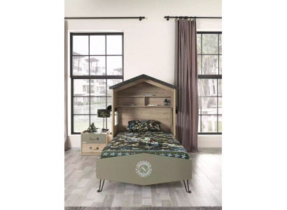 Volledige kindermeubels kinderbed bed hout groen set 2-delig nachtkastje