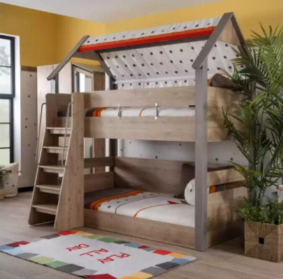Stapelbed kinderbed bed bedframe kinderkamer hout bruin design