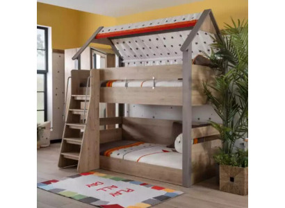 Stapelbed kinderbed bed bedframe kinderkamer hout bruin design