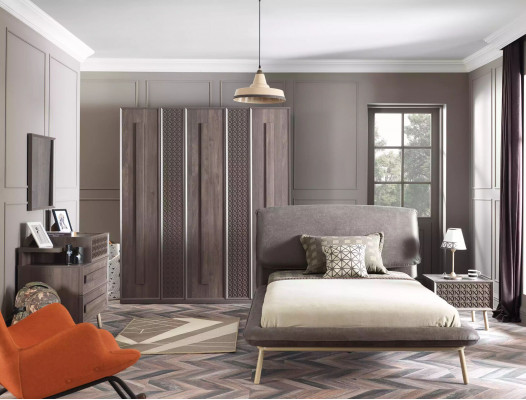 Luxe kledingkast kast houten kast meubels hout grijs 5-deurs design