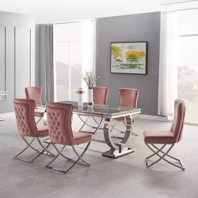 Ontwerper Rechthoekige eettafel Eetkamer meubels Luxe RVS tafels