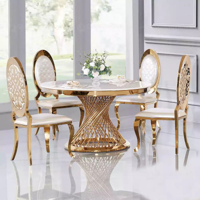 Ontwerper Gouden Ronde Tafel Roestvrijstalen Tafels Stijlvolle Eetkamermeubels