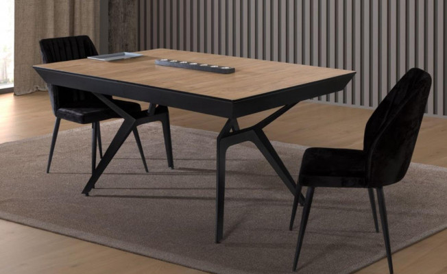 Keukentafel Eettafel Uitschuifbaar Design Luxe Hout Bruin Tafel