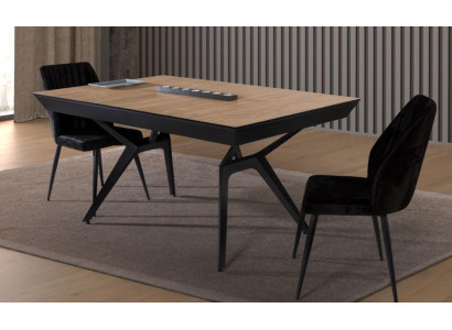 Keukentafel Eettafel Uitschuifbaar Design Luxe Hout Bruin Tafel