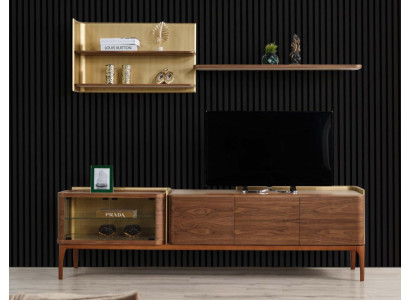 Sideboard Regale RTV Lowboard TV Ständer Schrank Holz Braun Set  Dressoir planken RTV Lowboard TV standaard kast hout bruin set