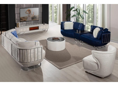 Exclusieve woonkamerset bankstel 3+3 met tafel fauteuil en salontafel 4-delig