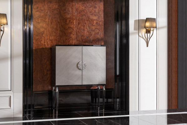 Drankkast Kast Bar Houten kast Grijs Hout Woonkamer Drank Luxe