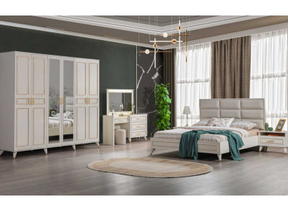 Slaapkamer Ontwerper Tweepersoonsbed Luxe Kaptafel Elegante Kruk 7-delig