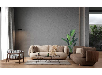 Moderne meerkleurige bankstel Bruine 3-zitsbank Witte fauteuil 3-delige set