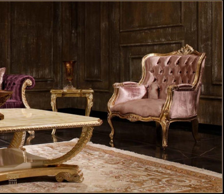 Klassiek roze Chesterfield bankstel 3-zits salontafel fauteuil