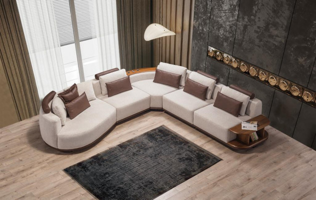Witte hoekbank Designer woonkamer L-vorm Bank Bekleding Houten frame