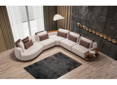 Witte hoekbank Designer woonkamer L-vorm Bank Bekleding Houten frame