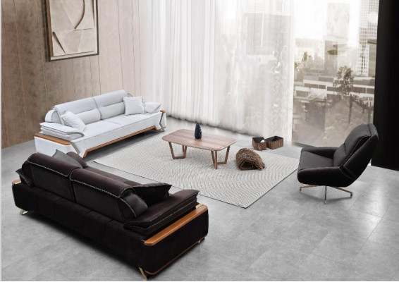 Zwart-witte bankstel 2x driepersoons luxe fauteuil Stijlvolle banken