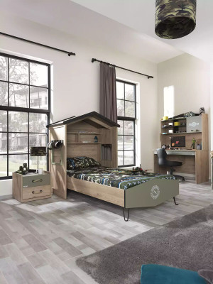 Bedframe Kindermeubel Set Kinderkamerset Bed Groen 4-dlg Hout