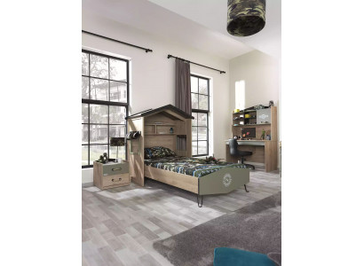 Bedframe Kindermeubel Set Kinderkamerset Bed Groen 4-dlg Hout