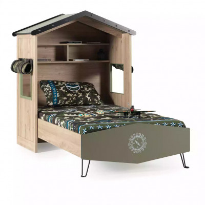 Bedframe Kindermeubel Set Kinderkamerset Bed Groen 4-dlg Hout