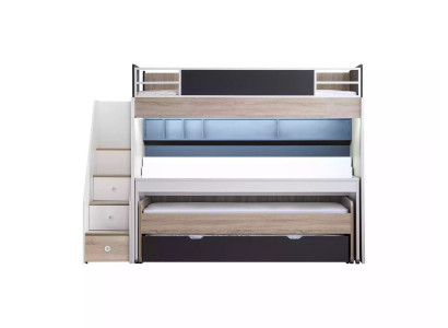 Luxe stapelbed Bed 3 slaapplaatsen multifunctioneel bed Houten hoogslaper Hout