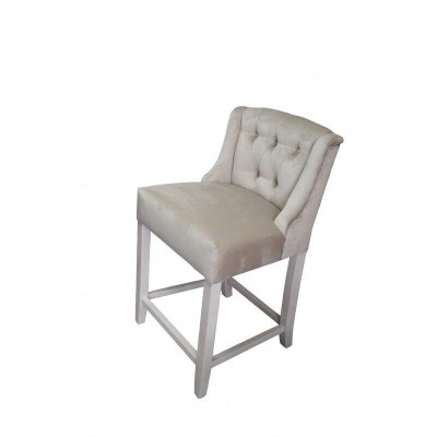 Helle grijze Chesterfield barkruk - ontwerper zitstoel - luxueuze eenzitter.