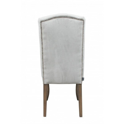 Grijze Chesterfield x6 fauteuils Ontwerper houten poten Luxe set van 6