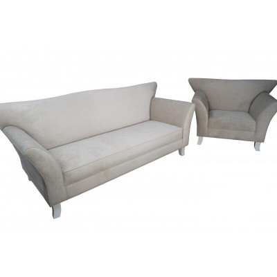 Bank 3-zits + fauteuil bankstel stoffen designer banken bankstel