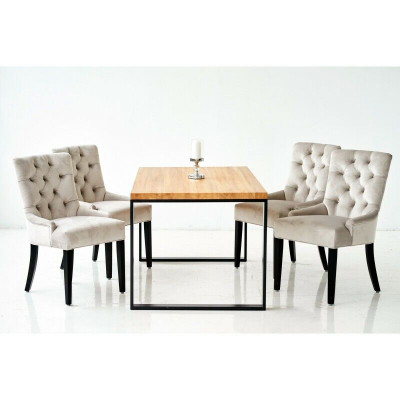 Eetkamerstoel tafel + 4 Chesterfield stoelen set bekleding