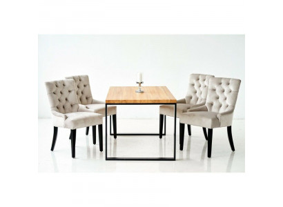 Eetkamerstoel tafel + 4 Chesterfield stoelen set bekleding