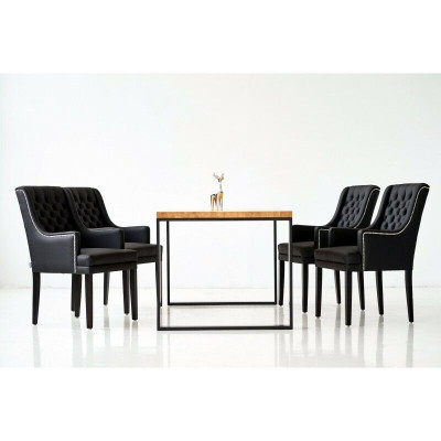 Eetkamertafel + 4 Chesterfield stoelen Luxe eetkamerset 5-delig set.