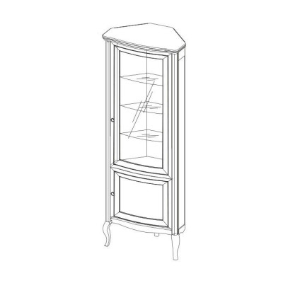 Hoekkast massief houten houten kast Klassieke vitrine Vitrinekast - PR-W-N